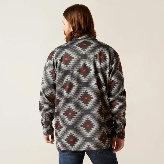 Jackets and Vests Men Ariat Caldwell Printed Shirt Jacket Shirt Jacket Charcoal Grey