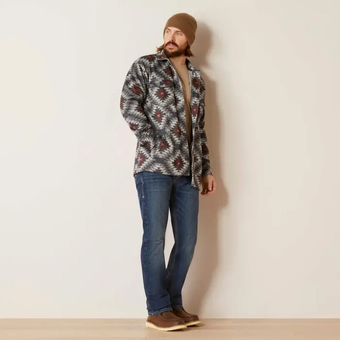 Jackets and Vests Men Ariat Caldwell Printed Shirt Jacket Shirt Jacket Charcoal Grey
