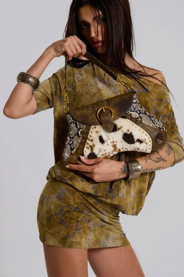 Jaded London Accessories Women Ophidian Cow Shoulder Bag Multi