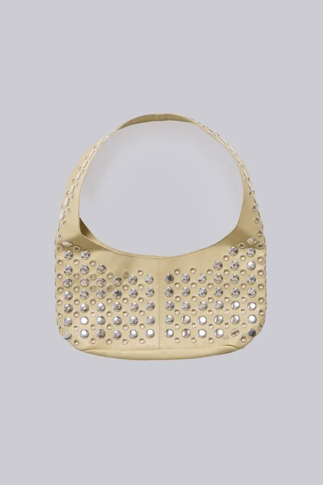 Jaded London Accessories Women Osmium Studded Leather Bag In Beige Cream