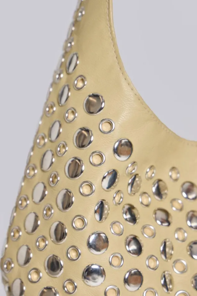 Jaded London Accessories Women Osmium Studded Leather Bag In Beige Cream