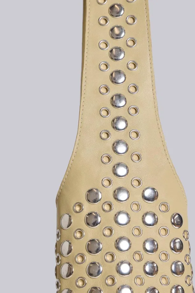 Jaded London Accessories Women Osmium Studded Leather Bag In Beige Cream