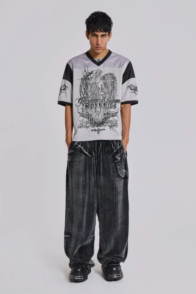 Jaded London Baggy Joggers and Sweatpants WomenUnisex Crease Velour Baggy Monster Joggers Grey