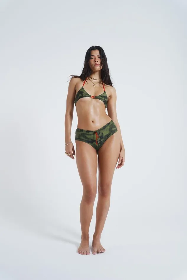 Jaded London Bikini Tops Women Astro Camo Micro Triangle Bikini Top Khaki
