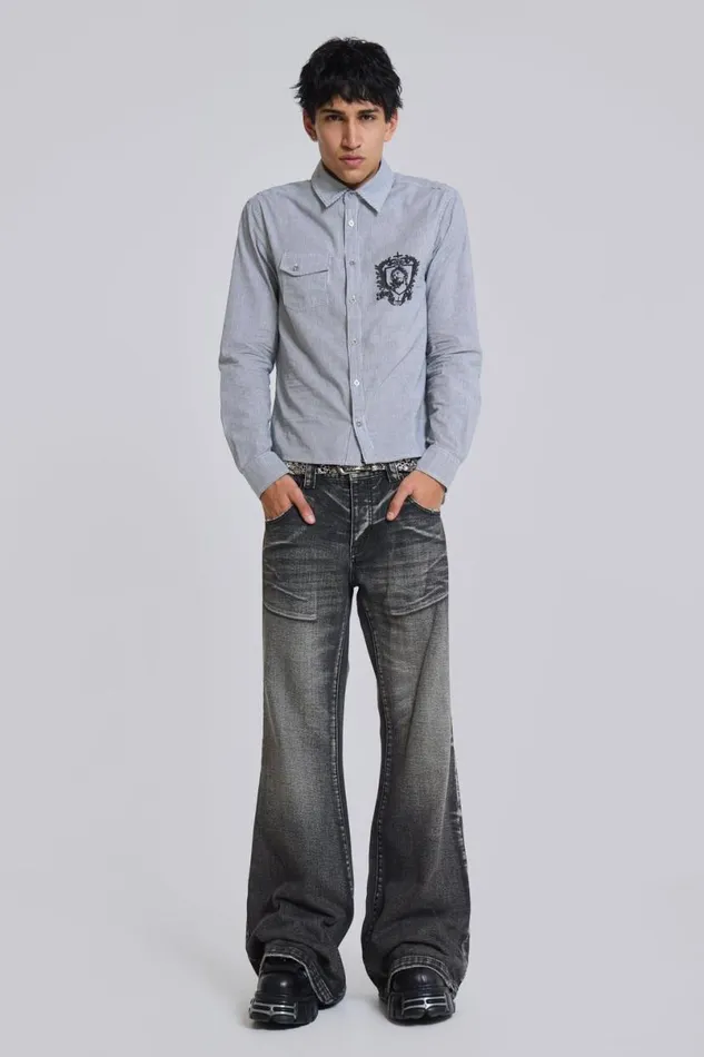 Jaded London Bootcut Jeans Men Washed Black Blaze Jeans Washed Black