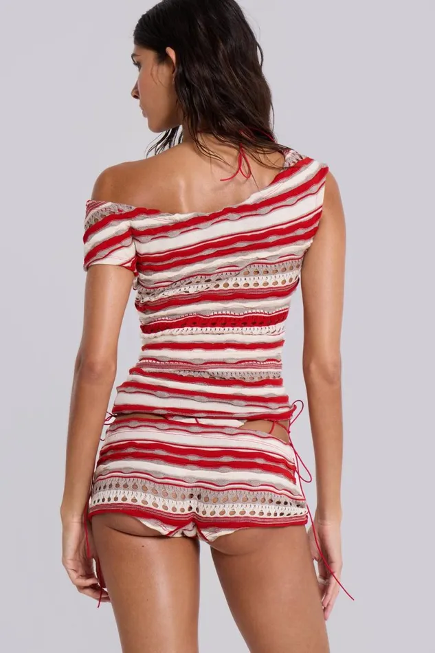 Jaded London CoOrds Women Cata Asymmetric Ruffle Knit Top Multi