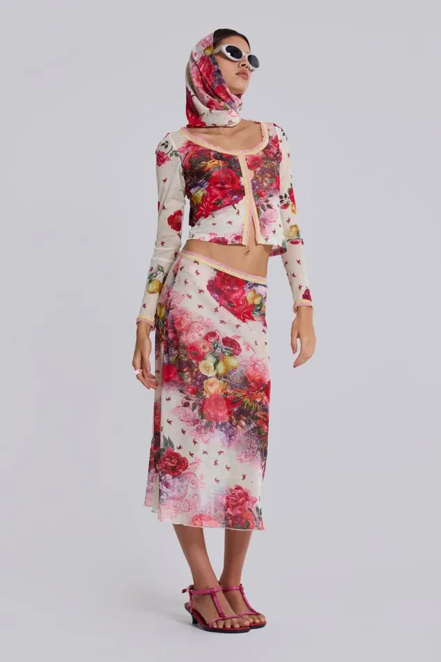 Jaded London CoOrds Women Giara Midi Mesh Skirt Multi