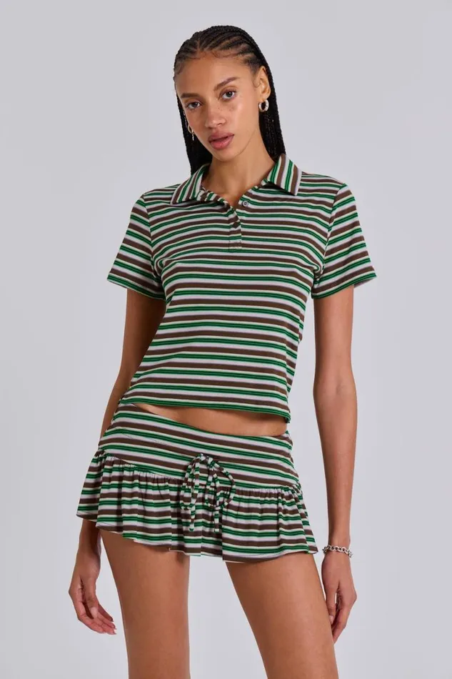 Jaded London CoOrds Women Mila Stripe Mini Skort Green