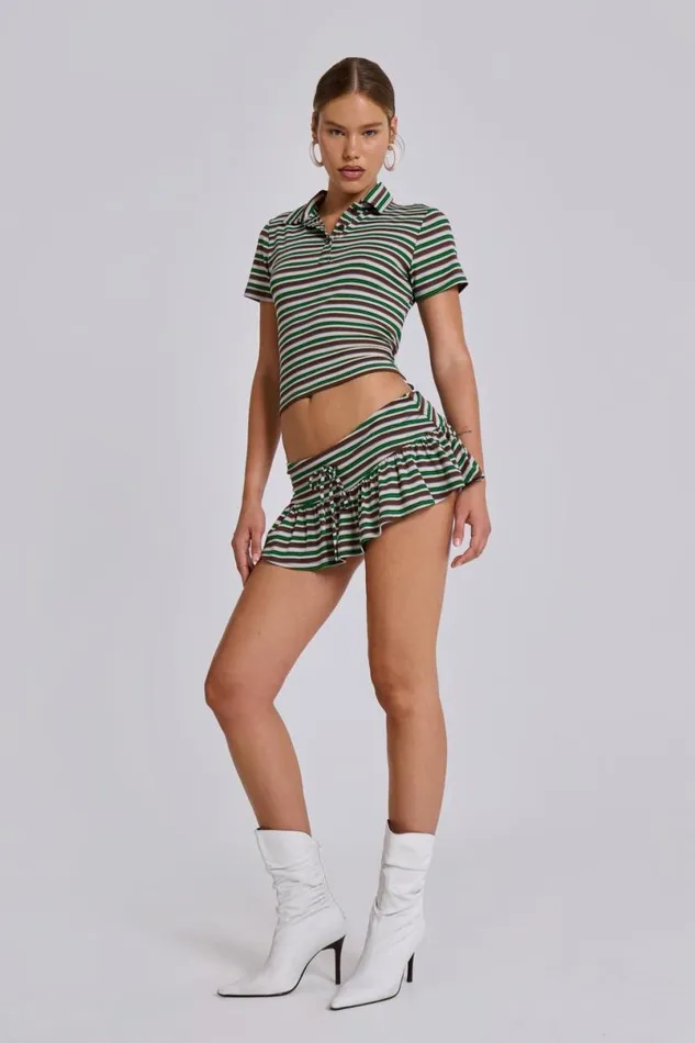 Jaded London CoOrds Women Mila Stripe Mini Skort Green