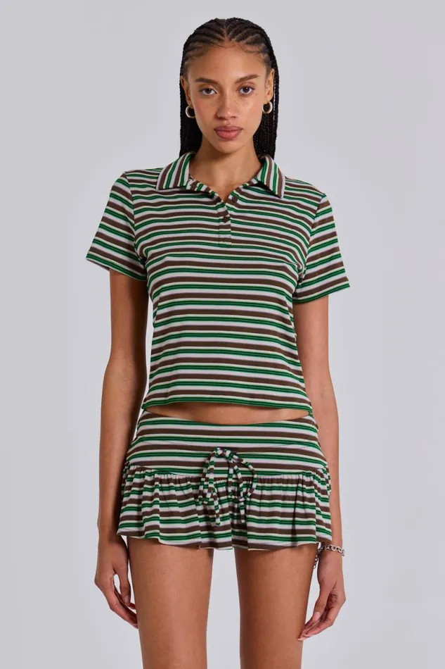 Jaded London CoOrds Women Mila Stripe Mini Skort Green