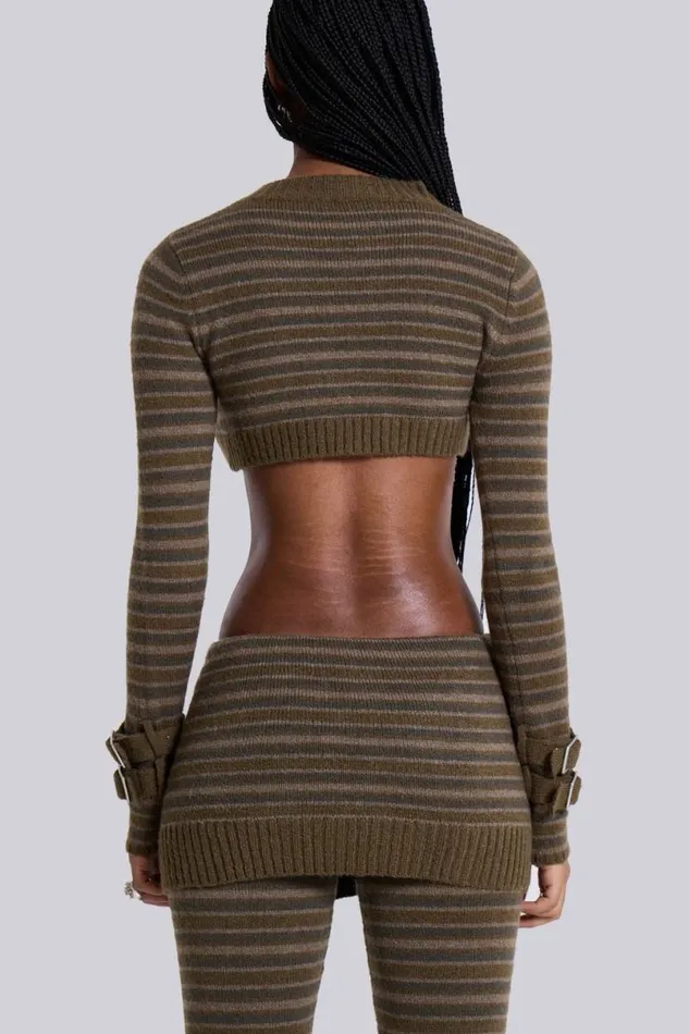 Jaded London CoOrds Women Veda Knitted Top Khaki