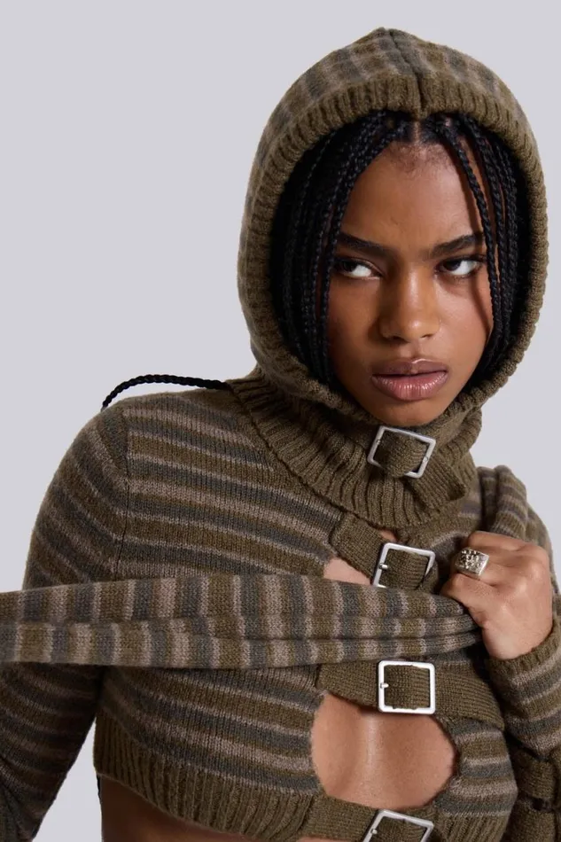 Jaded London CoOrds Women Veda Knitted Top Khaki