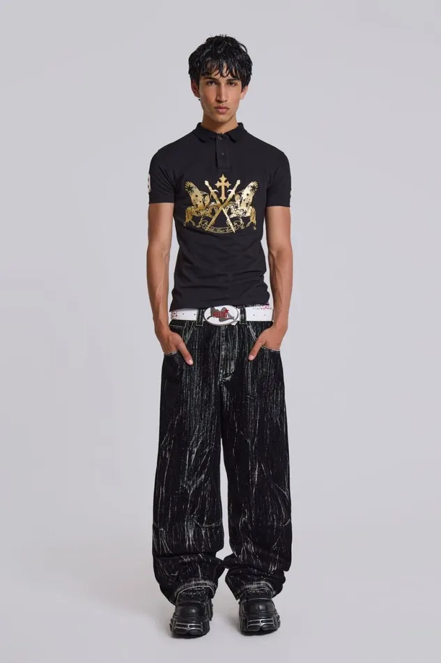 Jaded London Colossus Jeans MenUnisex Black Flock Colossus Jeans Blackgrey