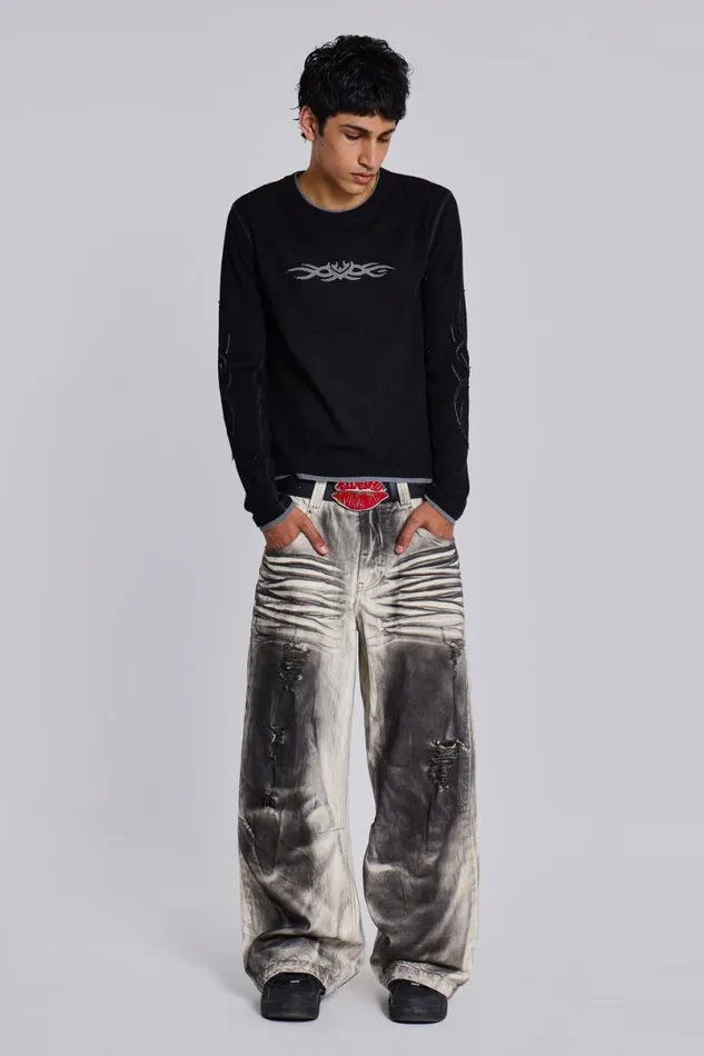 Jaded London Colossus Jeans Men Watercolour Colossus Jeans Greywhite