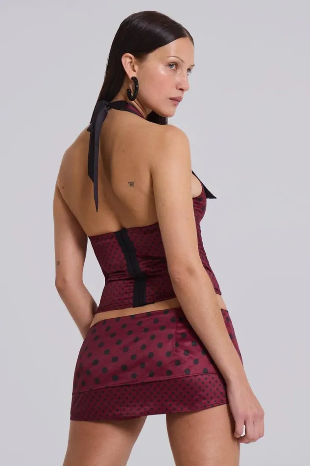 Jaded London Corsets Women Not Your Girlfriend Corset In Polkadot Burgundy