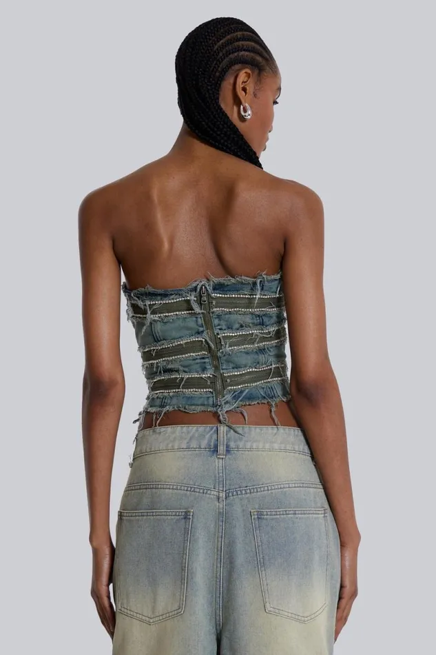 Jaded London Corsets Women SubRosa Denim Corset Top Blue