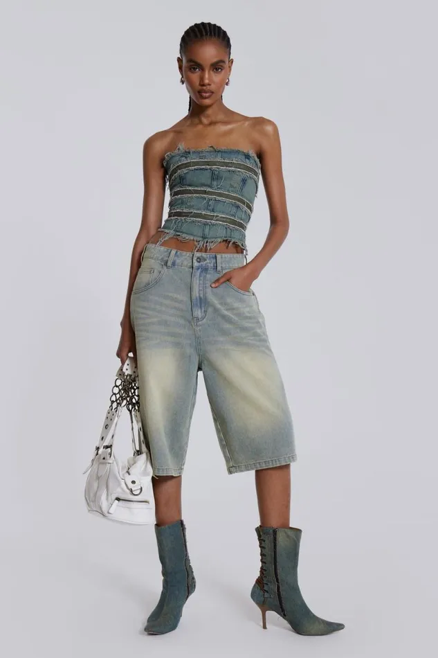 Jaded London Corsets Women SubRosa Denim Corset Top Blue