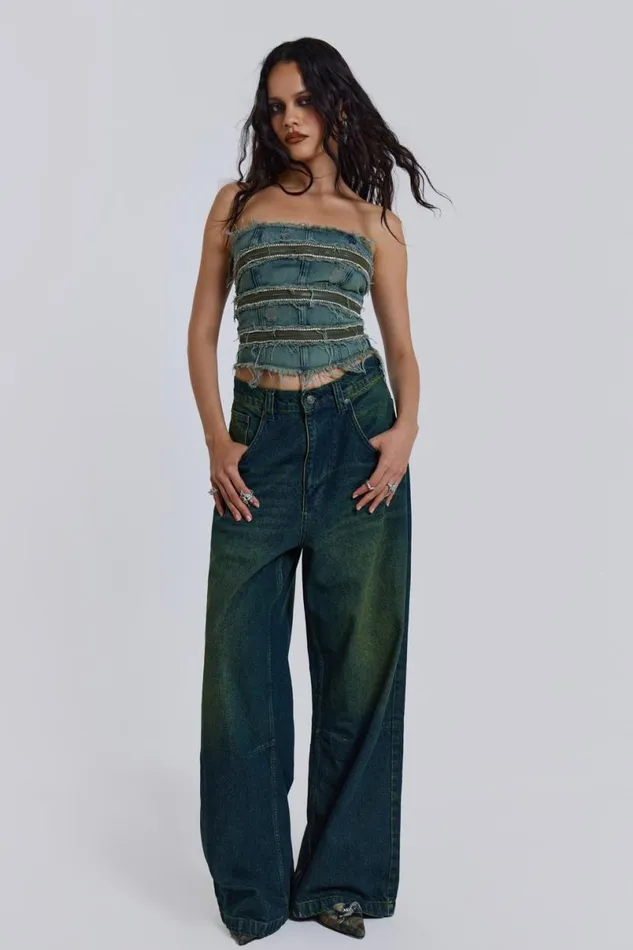 Jaded London Corsets Women SubRosa Denim Corset Top Blue