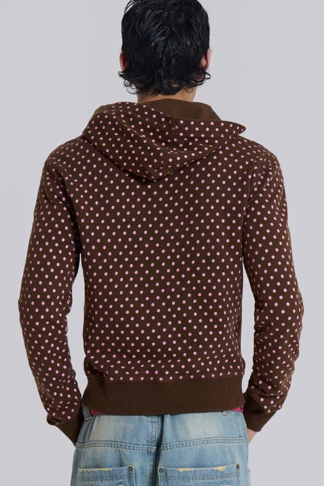 Jaded London Hoodies and Sweatshirts Men Polka Dot Mini Monster Hoodie Brown