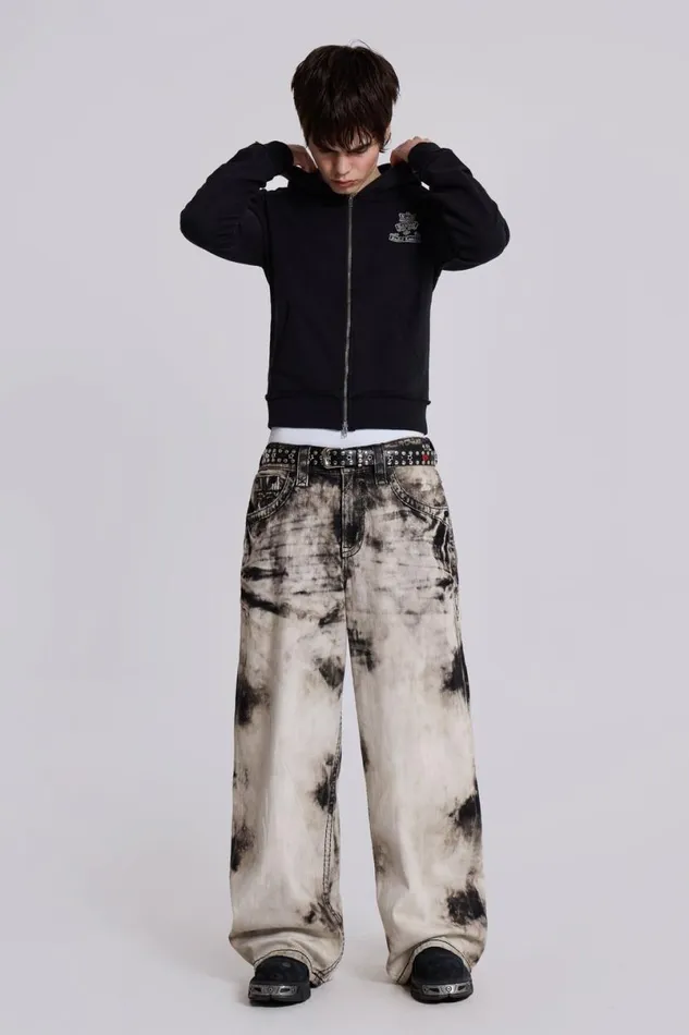 Jaded London Hoodies and Sweatshirts Men Rock Revival Diamante Mini Monster Hoodie Black