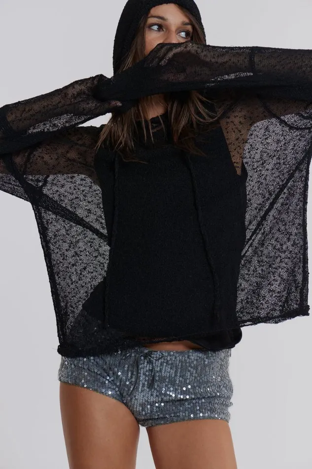 Jaded London Hoodies and Sweatshirts Women Haze Knit Hoodie Black