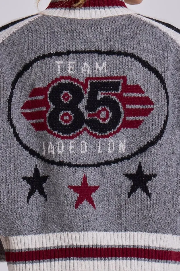Jaded London Jackets Women Team 85 Knitted Bomber Jacket Grey