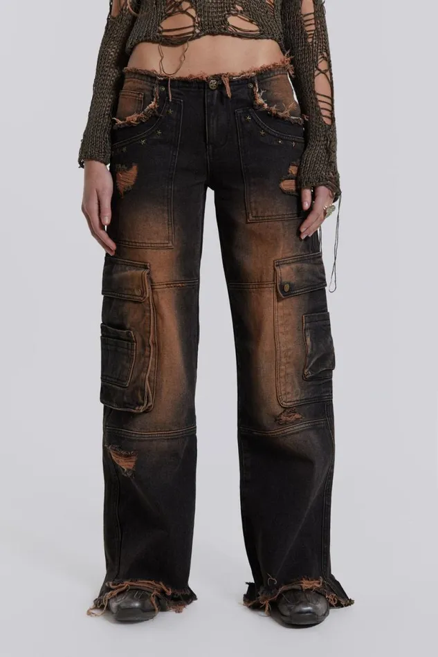 Jaded London Jeans Women Cadet Cargo Jeans Black