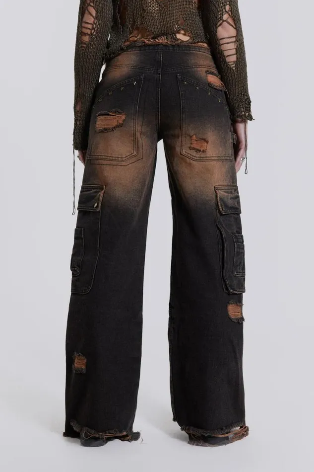 Jaded London Jeans Women Cadet Cargo Jeans Black