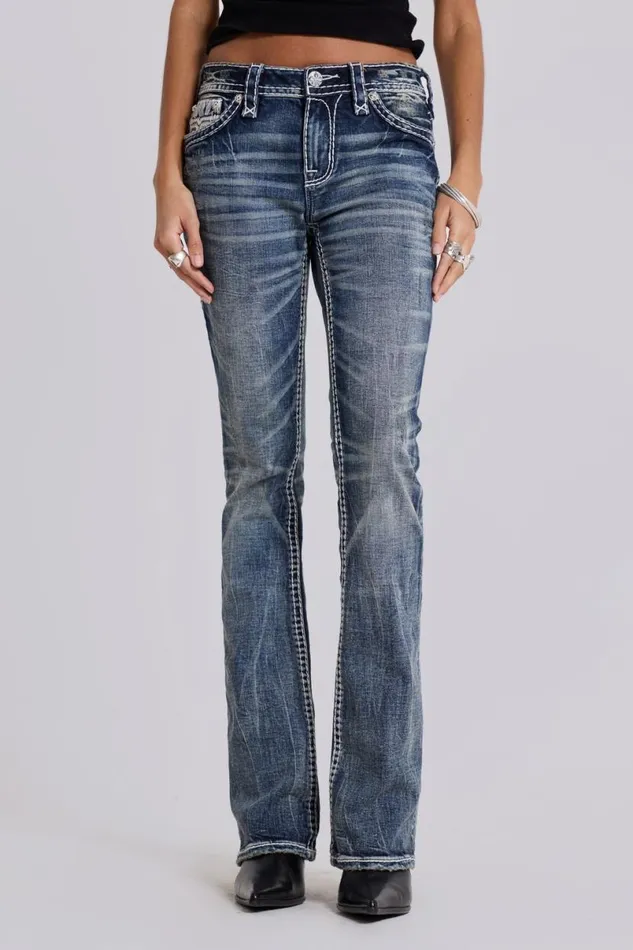 Jaded London Jeans Women Rock Revival Madison Bootcut Jeans Blue
