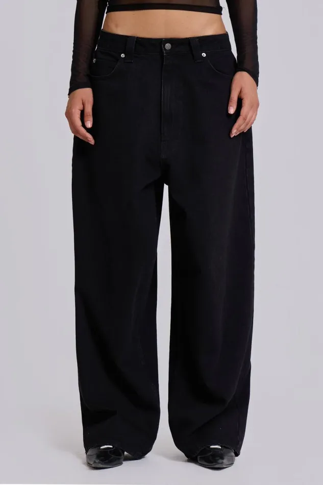 Jaded London Jeans WomenUnisex Solid Black XL Colossus Jeans Black