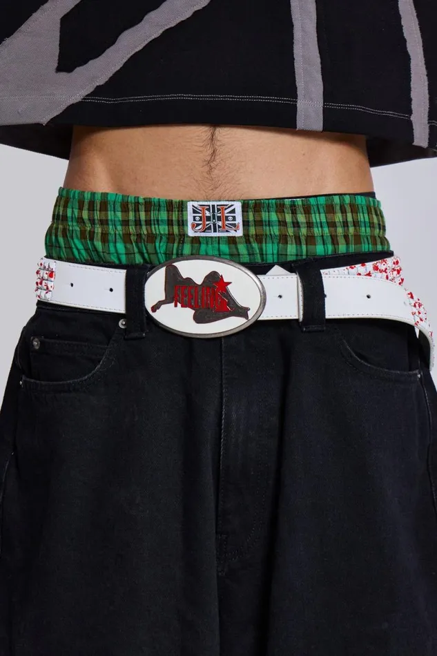 Jaded London Jorts and Shorts Men Apple Check Boxers Green
