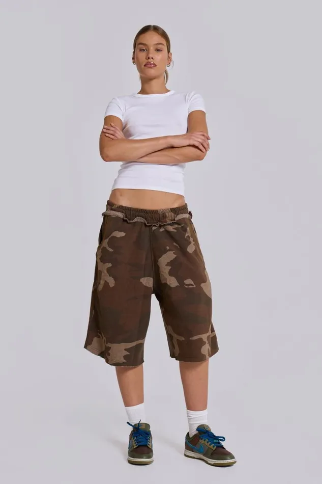 Jaded London Jorts and Shorts Men Camo Monster Jogger Shorts Camo