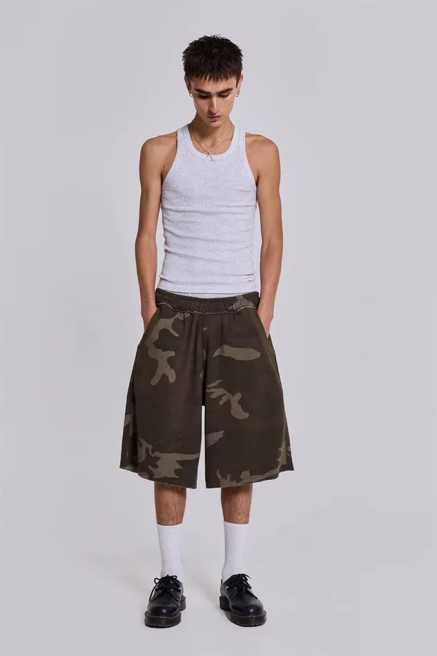Jaded London Jorts and Shorts Men Camo Monster Jogger Shorts Camo