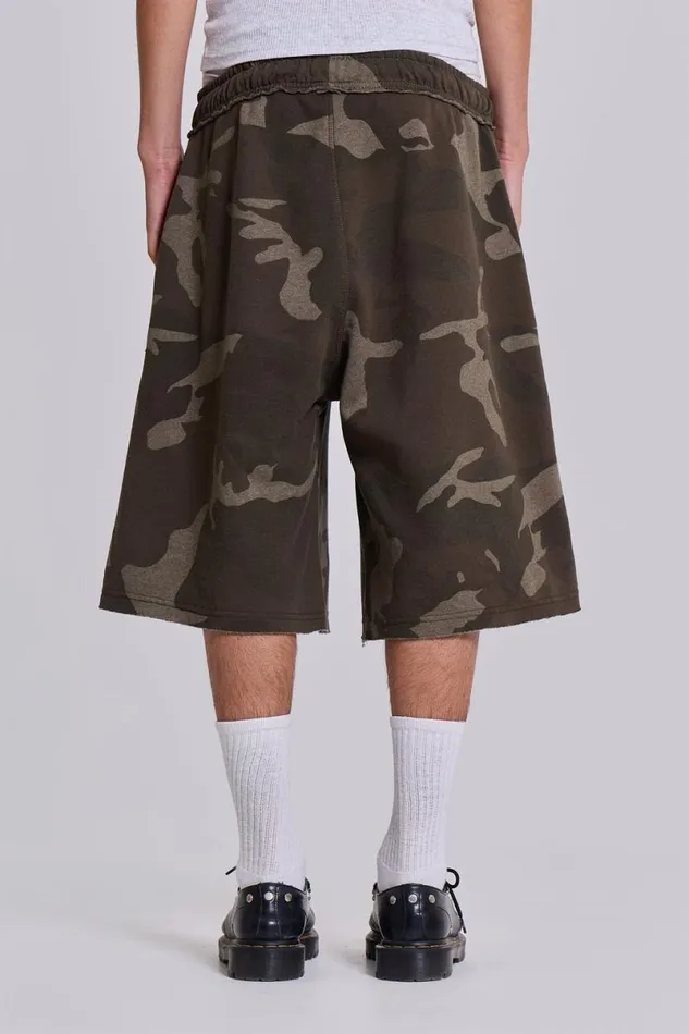 Jaded London Jorts and Shorts Men Camo Monster Jogger Shorts Camo