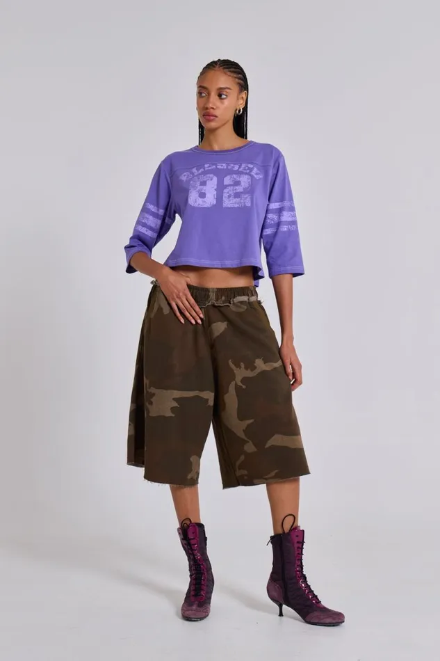 Jaded London Jorts and Shorts Men Camo Monster Jogger Shorts Camo