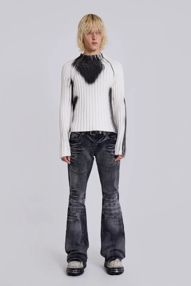 Jaded London Knitwear Men White Asymmetric Luster Knit White