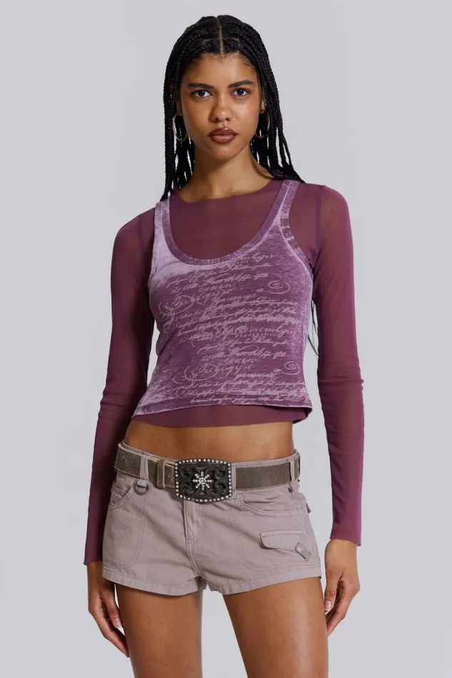 Jaded London Long Sleeve Tops Women Lia Top In Magenta Purple