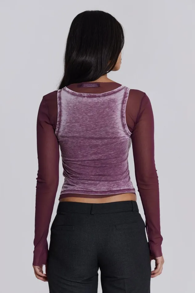 Jaded London Long Sleeve Tops Women Lia Top In Magenta Purple