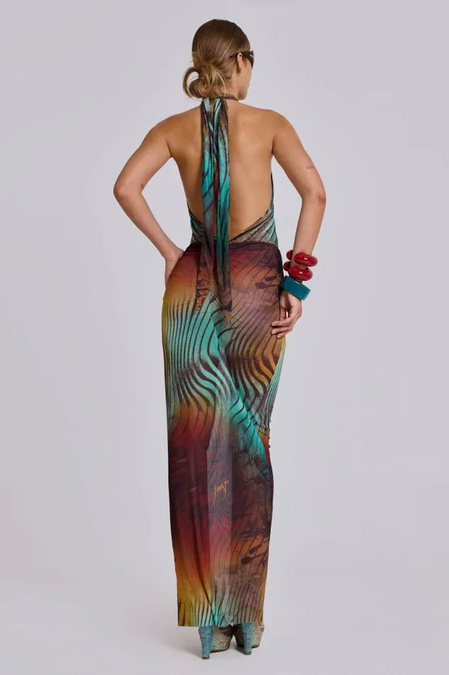 Jaded London Maxi Dresses Women Akila Knotted Halter Maxi Dress Multi