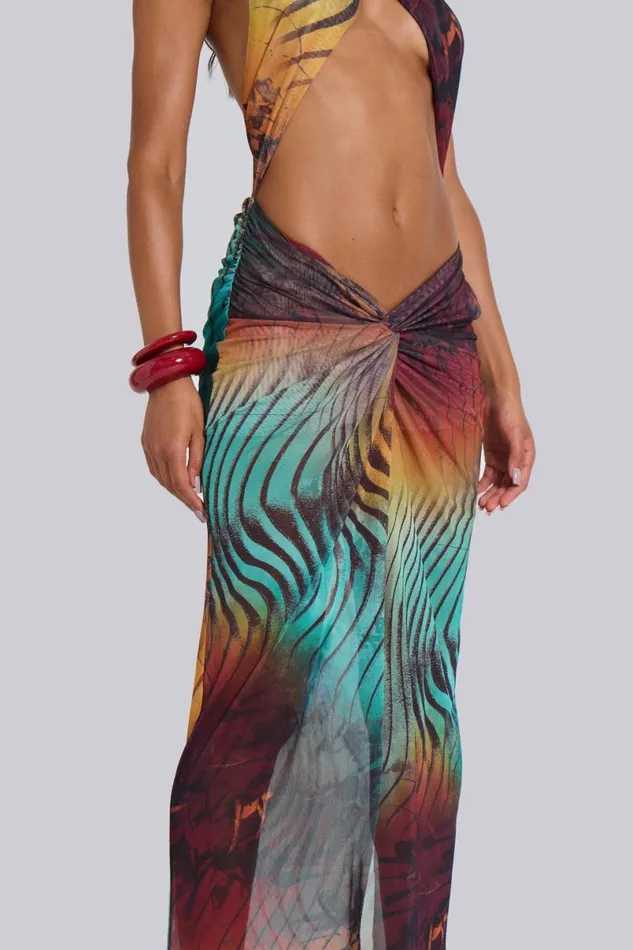 Jaded London Maxi Dresses Women Akila Knotted Halter Maxi Dress Multi