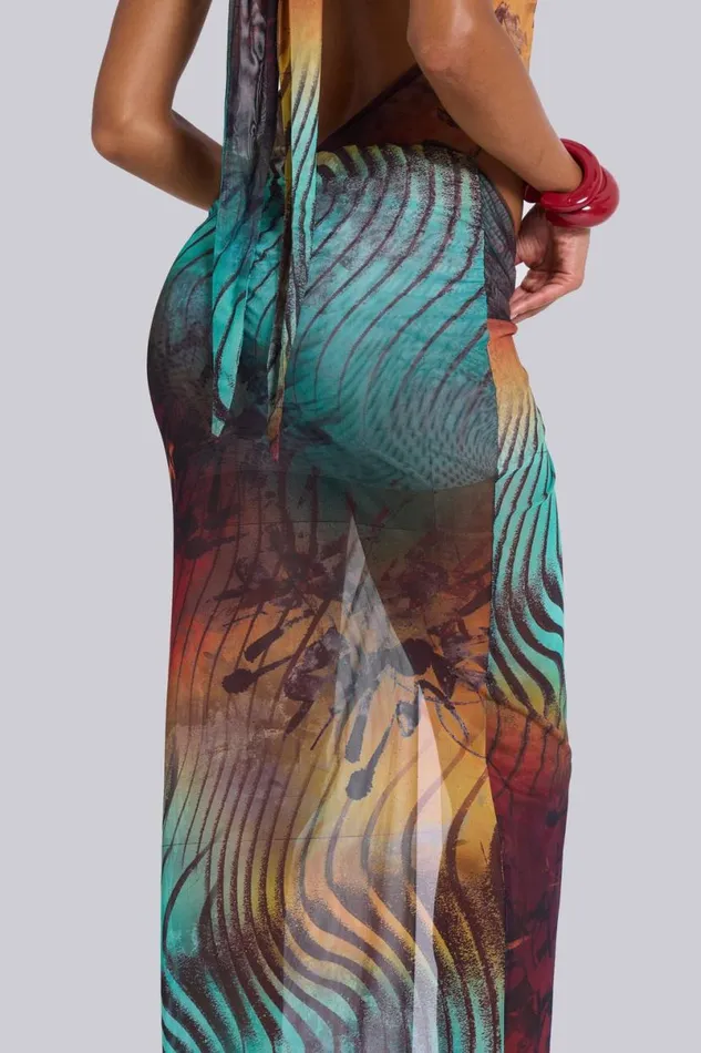 Jaded London Maxi Dresses Women Akila Knotted Halter Maxi Dress Multi