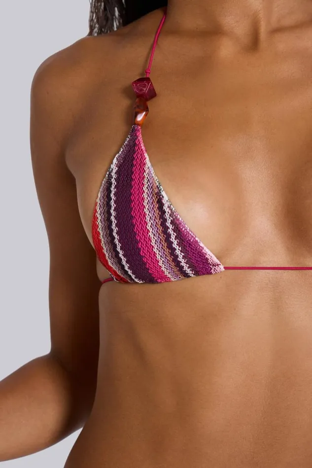 Jaded London Micro Bikinis Women Naomi Stripe Knit Triangle Micro Top Multi