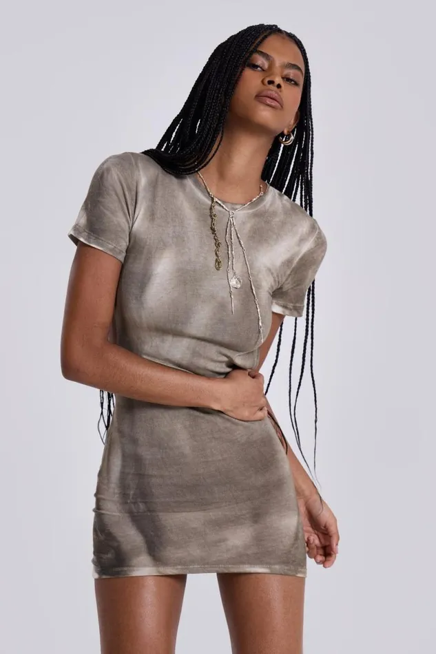Jaded London Mini Dresses Women Oil Wash Backless Mini Dress Grey