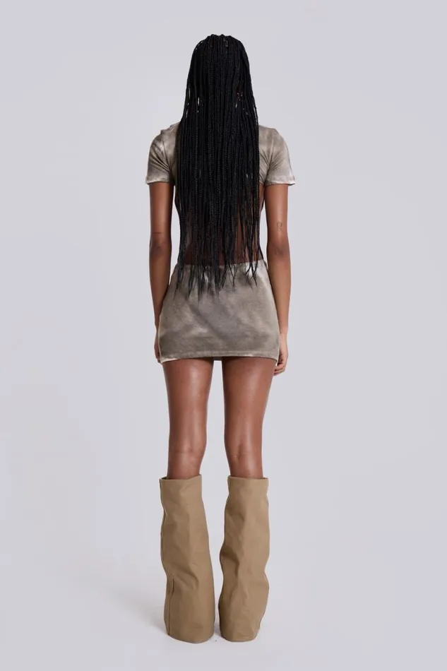 Jaded London Mini Dresses Women Oil Wash Backless Mini Dress Grey