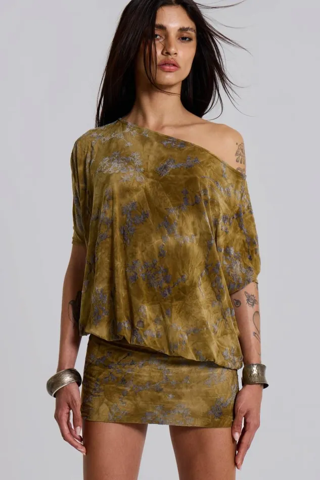 Jaded London Mini Dresses Women Ophidian Devore Backless Mini Dress Green