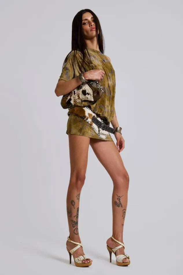 Jaded London Mini Dresses Women Ophidian Devore Backless Mini Dress Green
