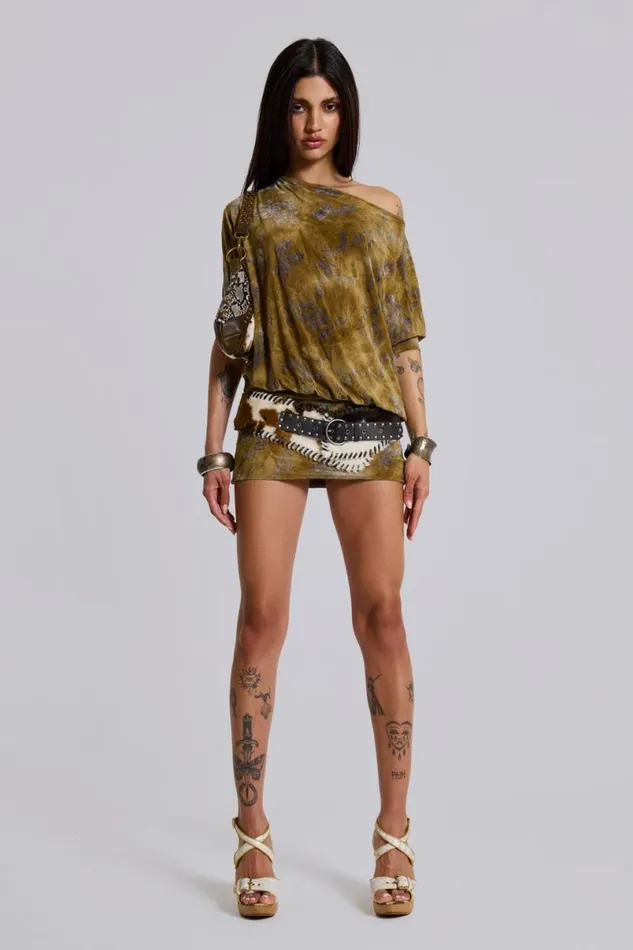 Jaded London Mini Dresses Women Ophidian Devore Backless Mini Dress Green