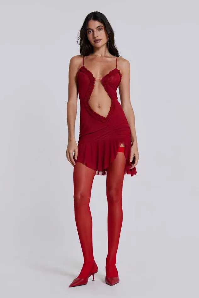 Jaded London Mini Dresses Women Scarlett Red Mini Fatale Dress Red