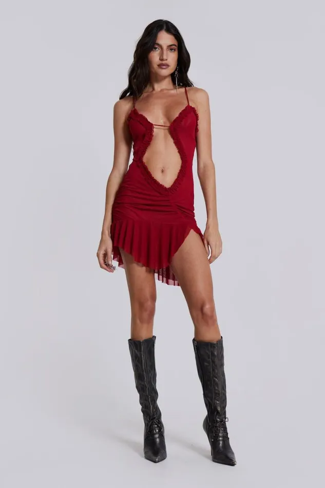 Jaded London Mini Dresses Women Scarlett Red Mini Fatale Dress Red