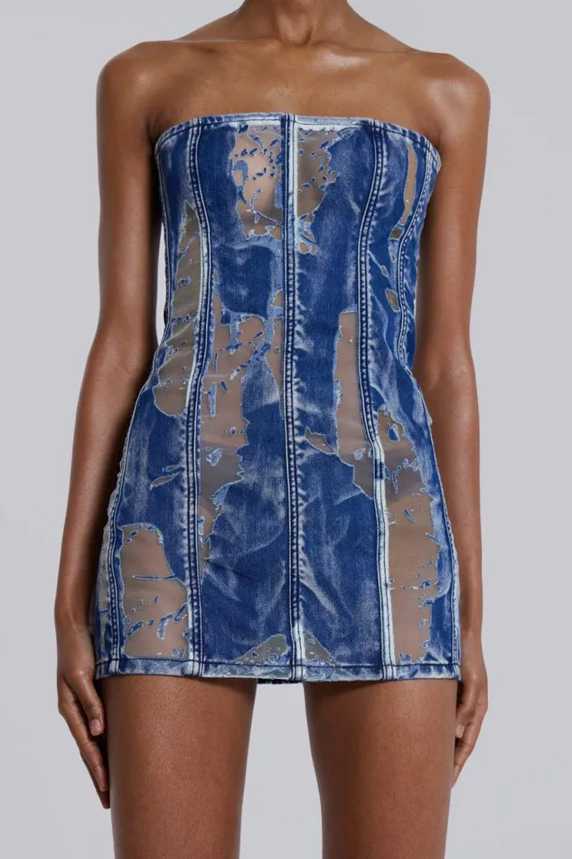Jaded London Mini Dresses Women Zion Denim Corset Mini Dress Blue